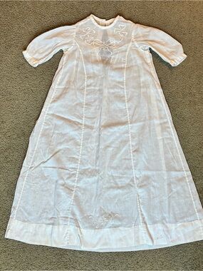 Antique Childs Vintage Christening Baptism Gown Long Sleeve Handmade 3/6 Months